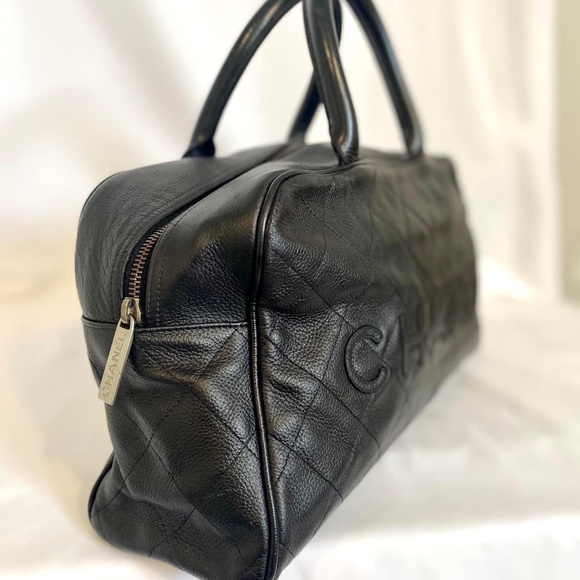 Authenticated CC Black Leather Bowling Bag - Picture 6 of 16